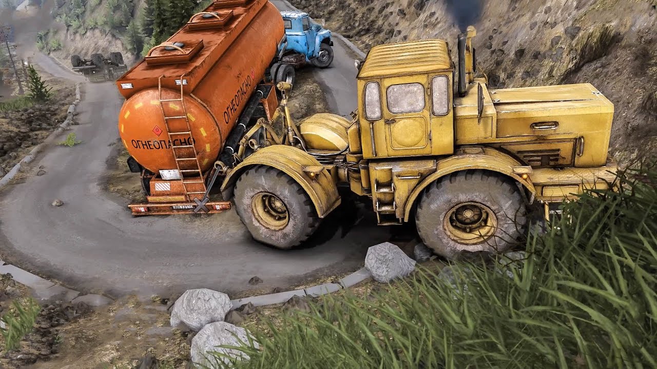 К 700. Этот перевал проклят! Задача вытянуть бензовоз ЗИЛ 130 на Холм. Spintires