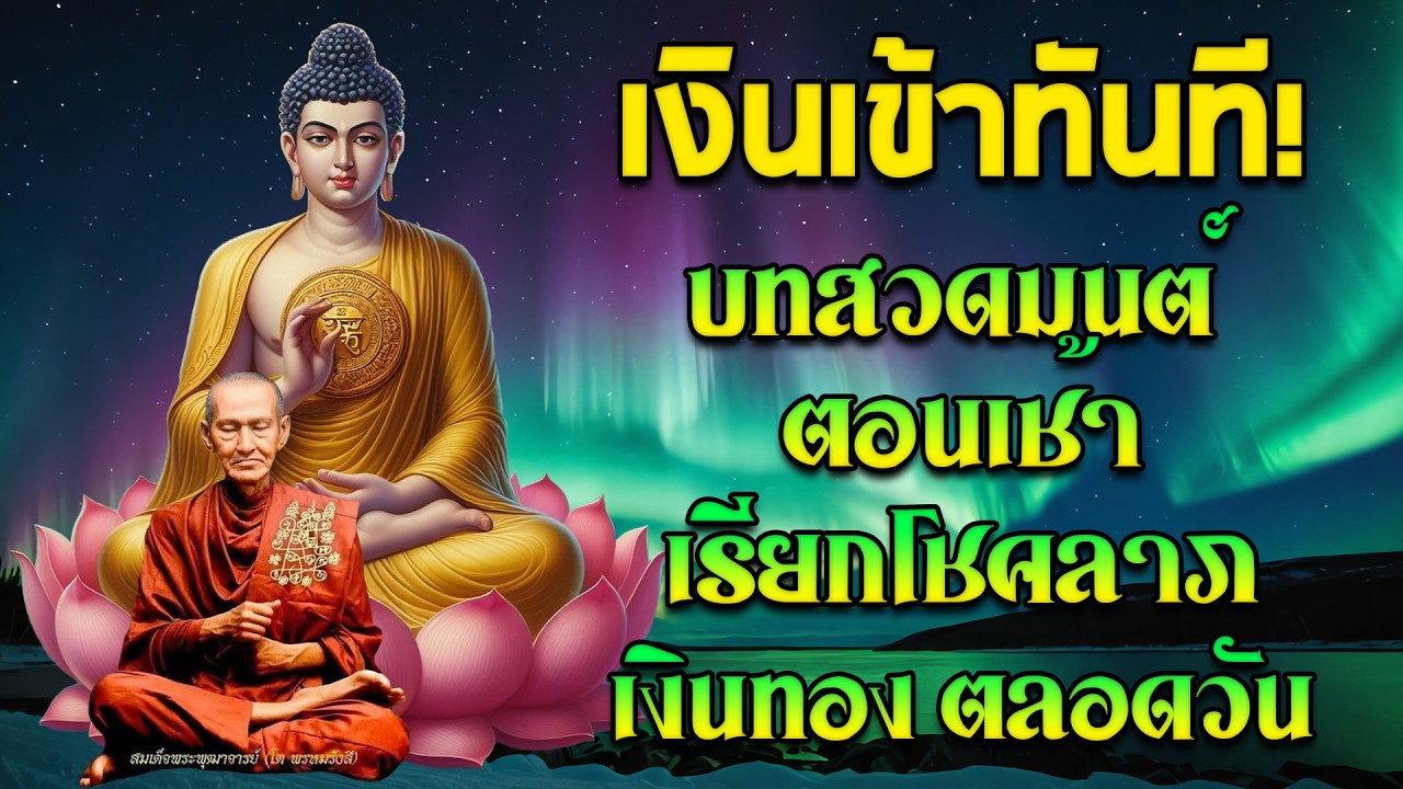 บทสวดมนต์ตอนเช้า เรียกโชคลาภ เงินทอง ตลอดวัน🙏แค่เปิดฟัง เมื่อประตูเปิด โชคลาภเข้ามาทันที