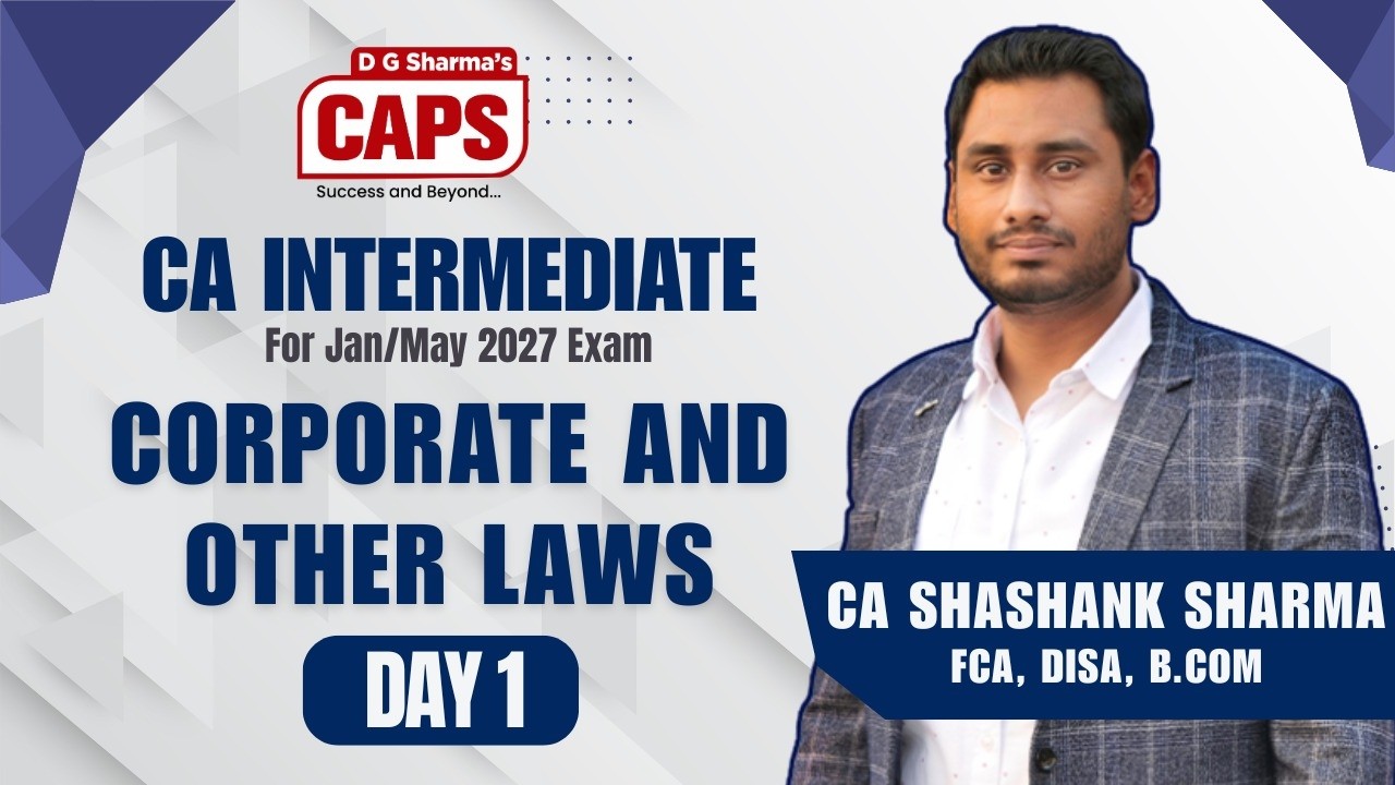 🔴 Live | CA Intermediate | Corporate & Other Laws | Day 1 | CA Shashank Sharma
