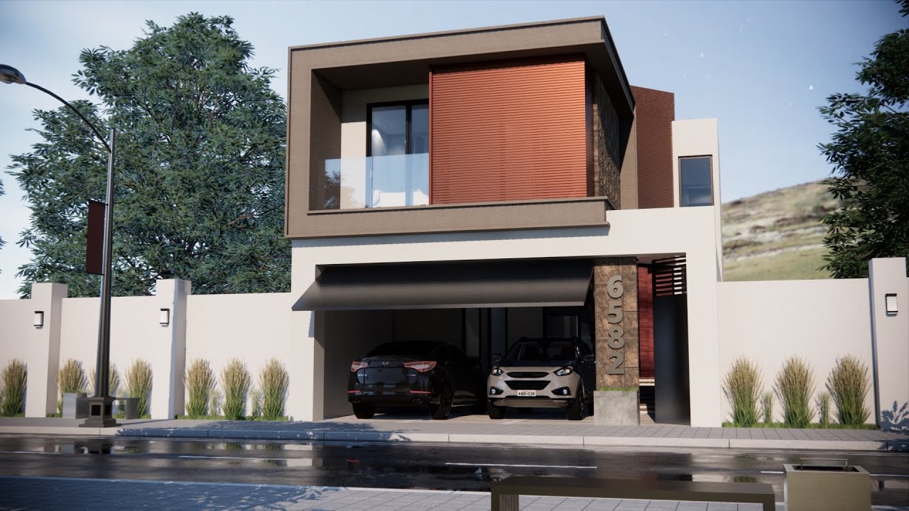 PLANO EN 3D de una CASA de 8X16