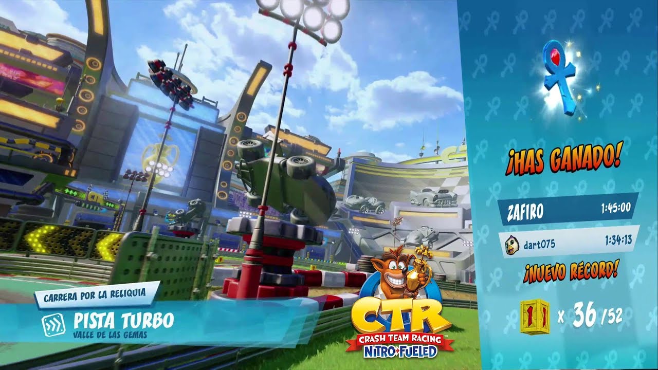 Carrera por la Reliquia Pista turbo CRASH TEAM RACING NITRO FUELED Valle de las gemas