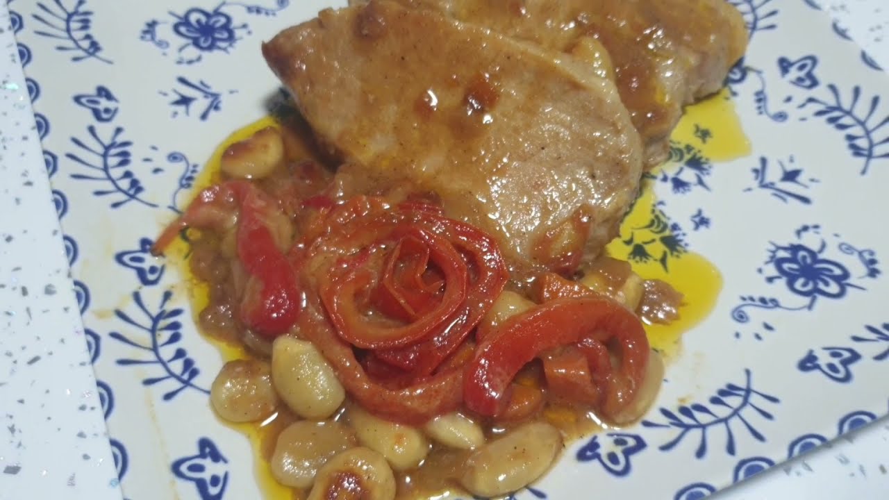 lomo de cerdo con leche de coco y verduras