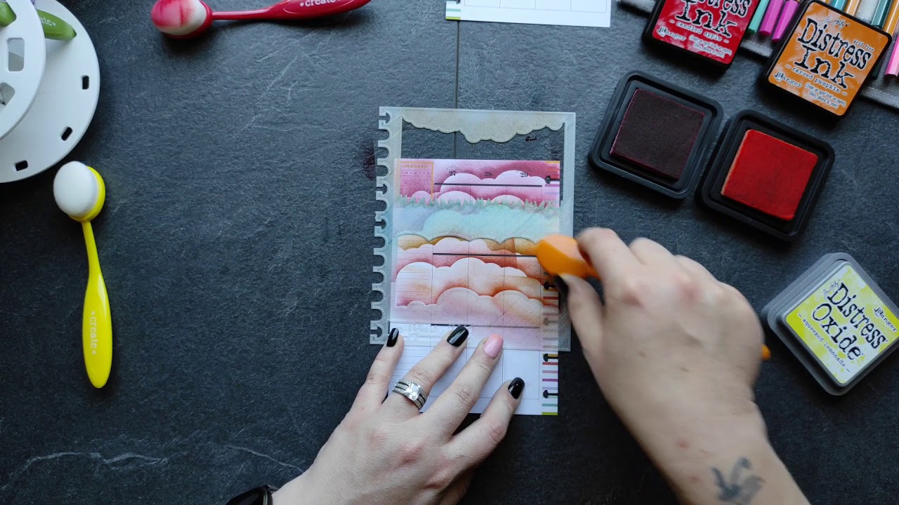 Creating Clouds with stencils and stamping ink Toturial - Plan With StudioB16