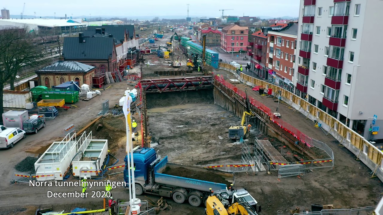 Ett halvårs byggande mot en dubbelspårig järnväg och tunnel under Varberg | Trafikverket