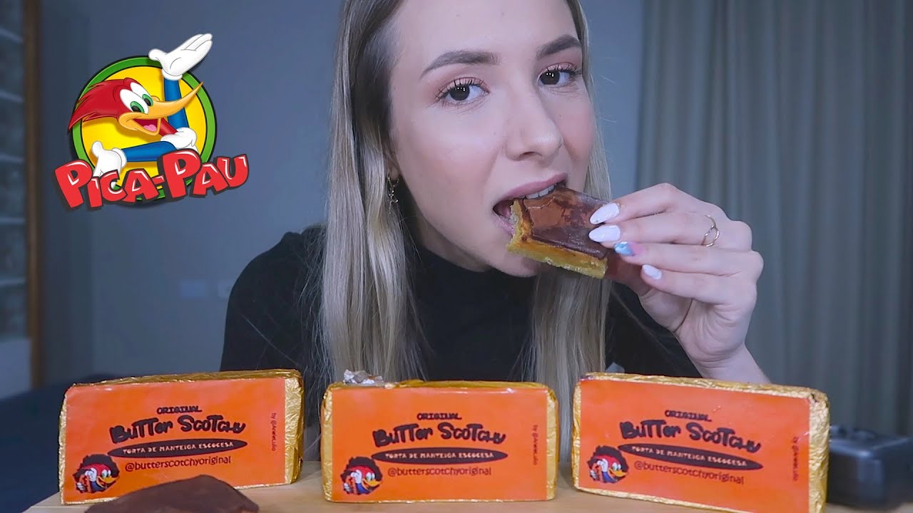 ASMR - COMENDO TORTA DE MANTEIGA ESCOCESA DO PICA PAU 🥧