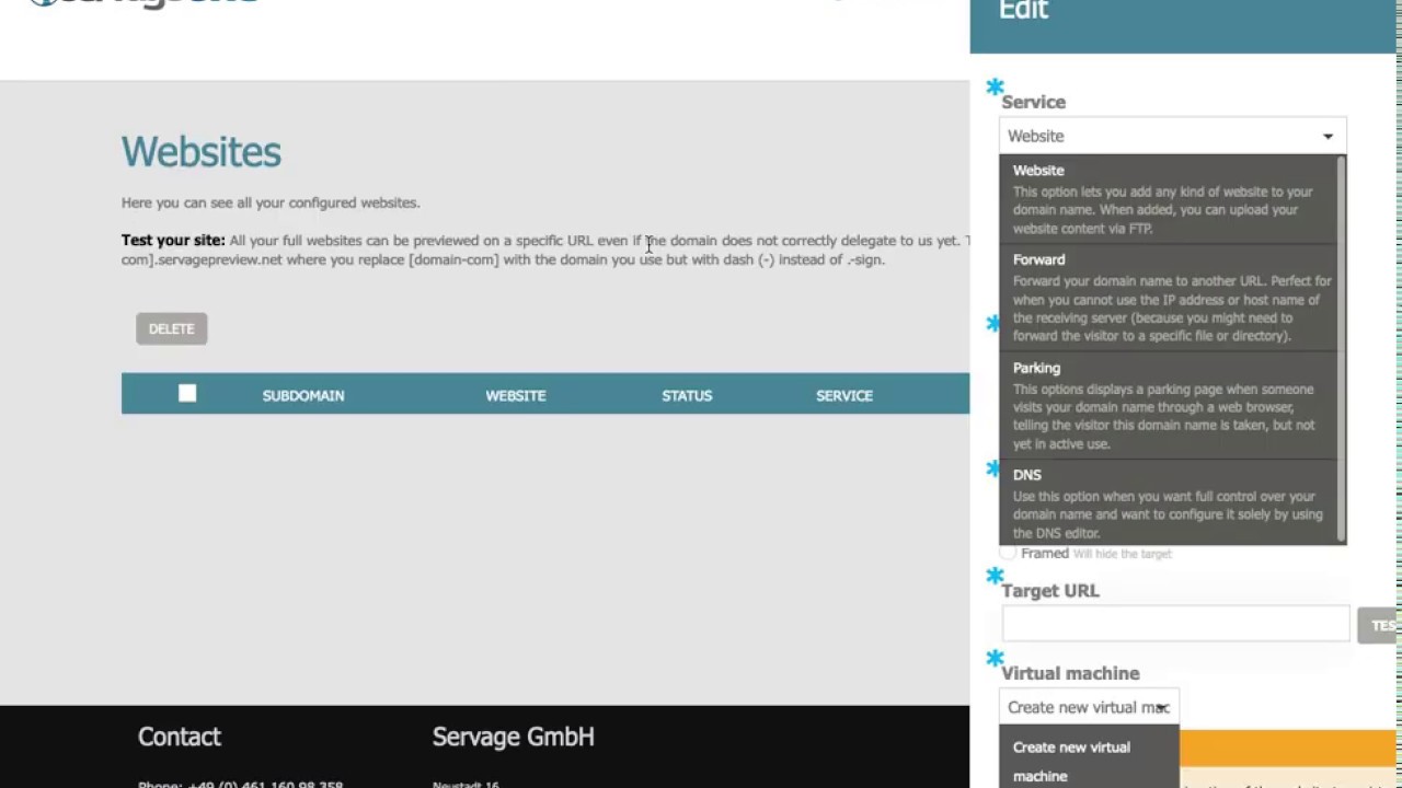 Faulty ServageOne Control Panel - Firefox (working)