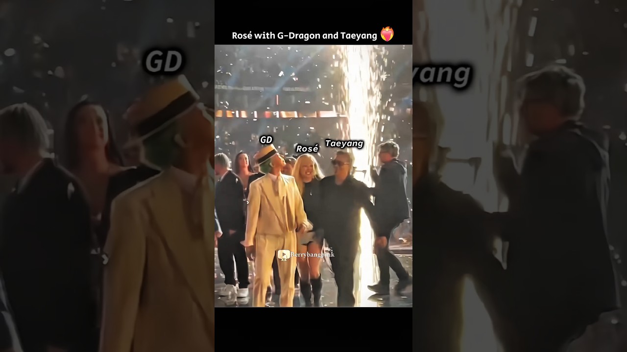 Ros&eacute; Taeyang and G-Dragon in one frame ❤️🖤 Front view #kpop #ros&eacute; #taeyang #gdragon #shortsviral