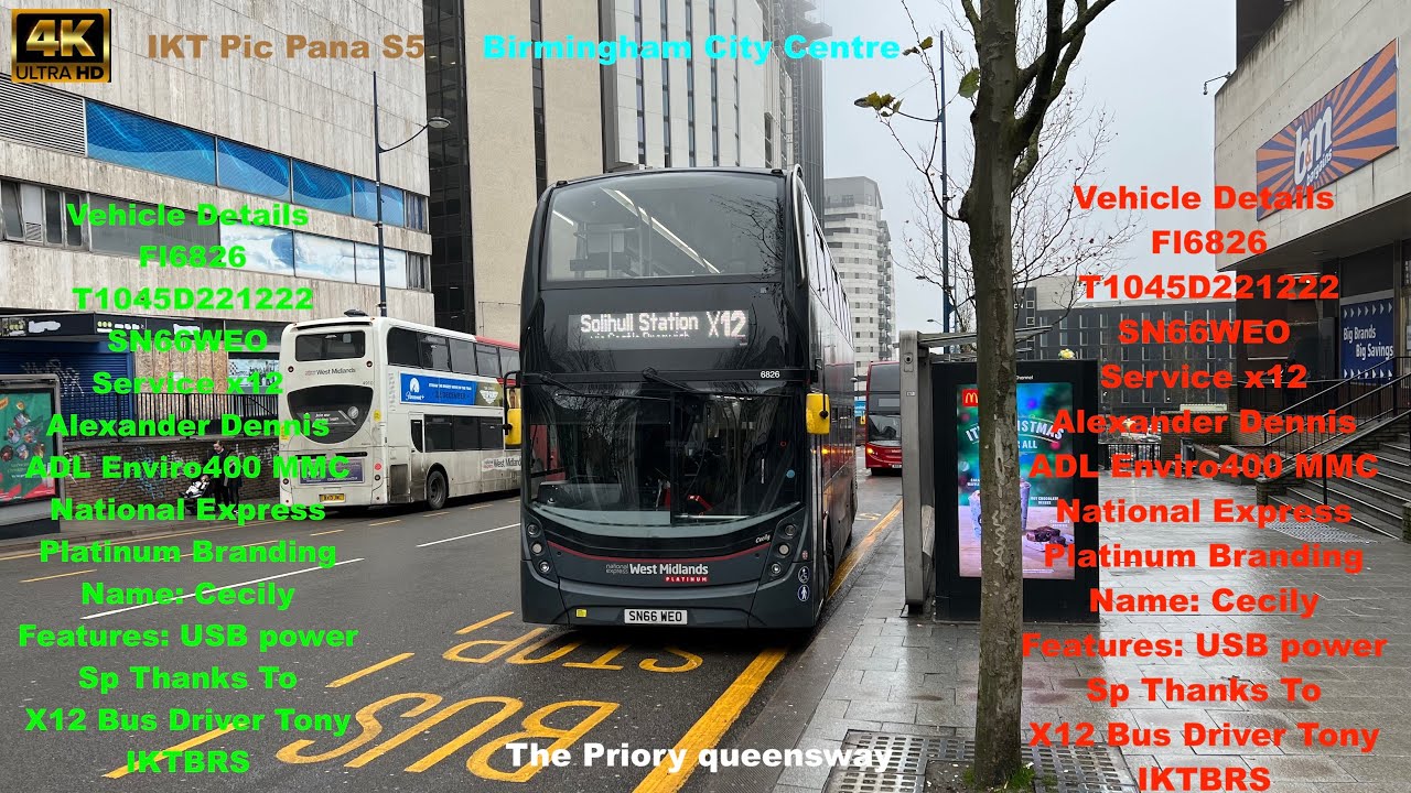 Bus Route X12 Birmingham to Solihull via Bromford Estate, Chelmsley Wood    4K