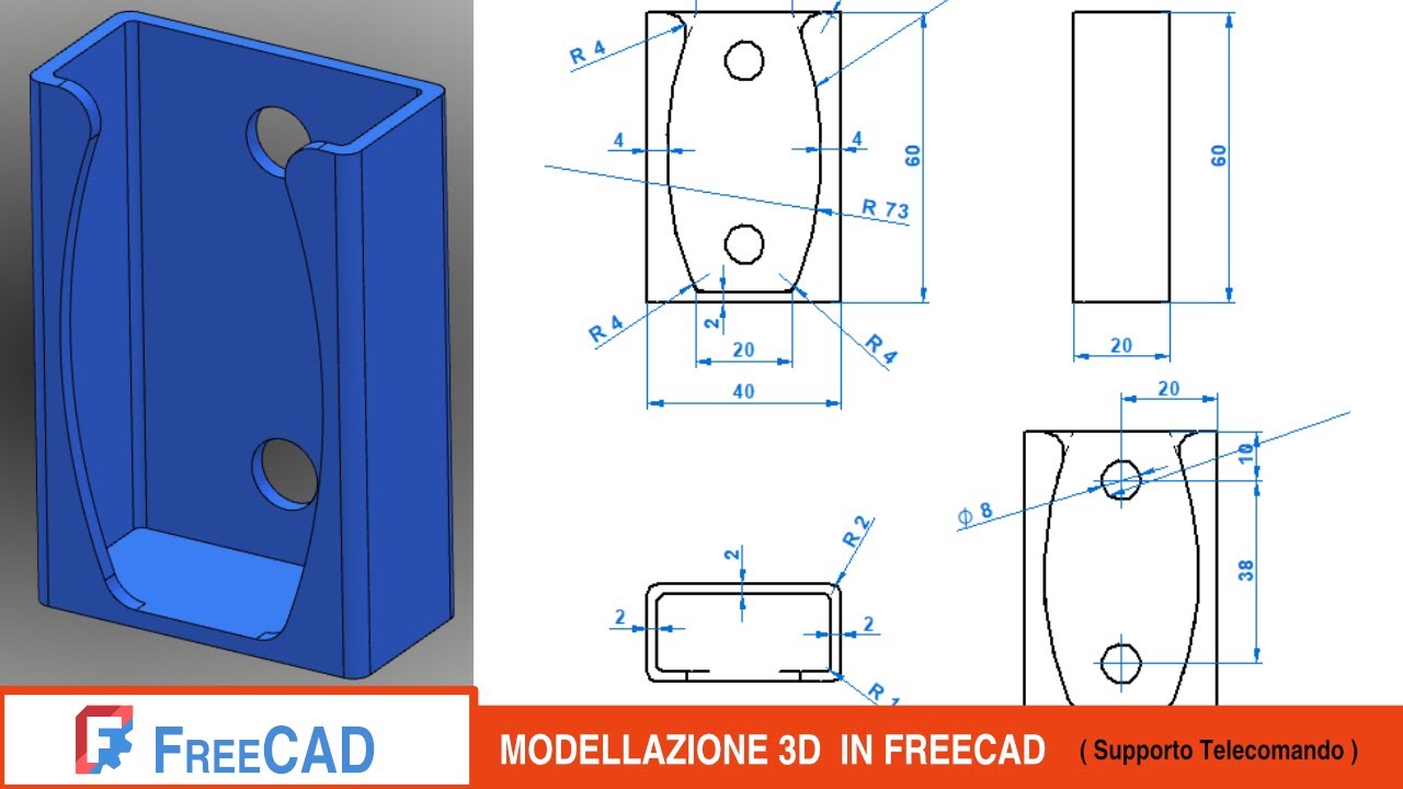 MODELLAZIONE 3D DI UN SUPPORTO PER TELECOMANDO IN FREECAD