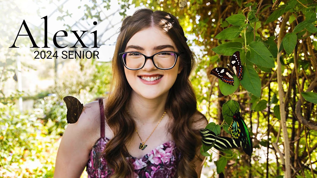 Vibrant Senior Storyteller: Alexi's Butterfly-Themed Portrait Adventure