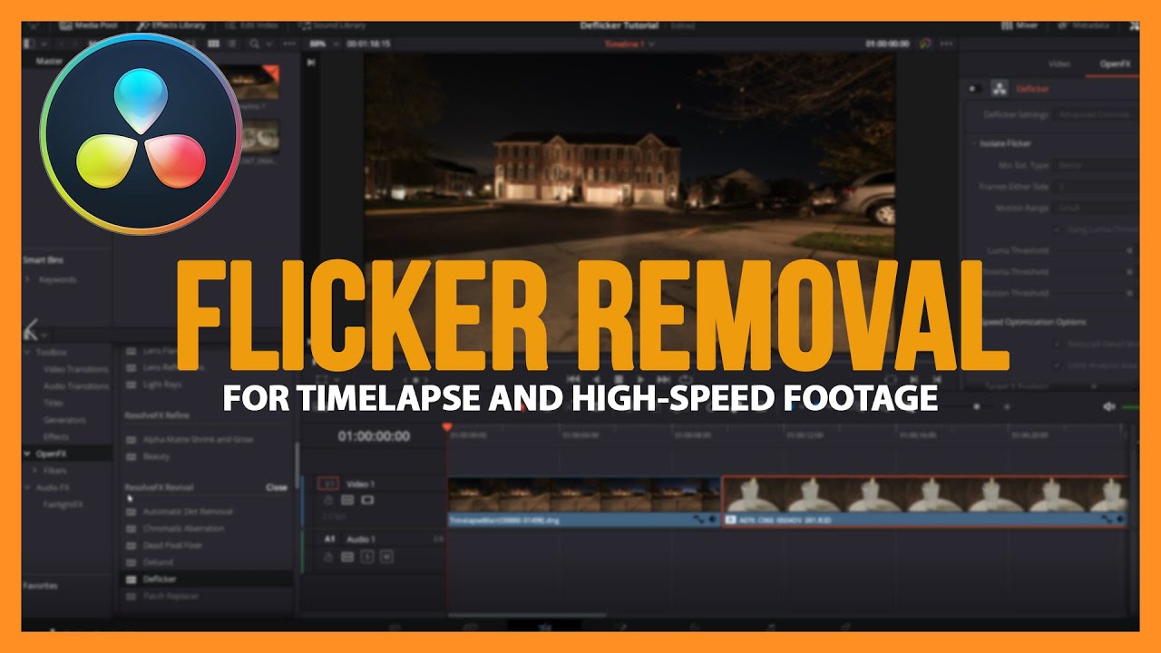 Flicker Removal for Timelapse, High Speed footage and live-action footage