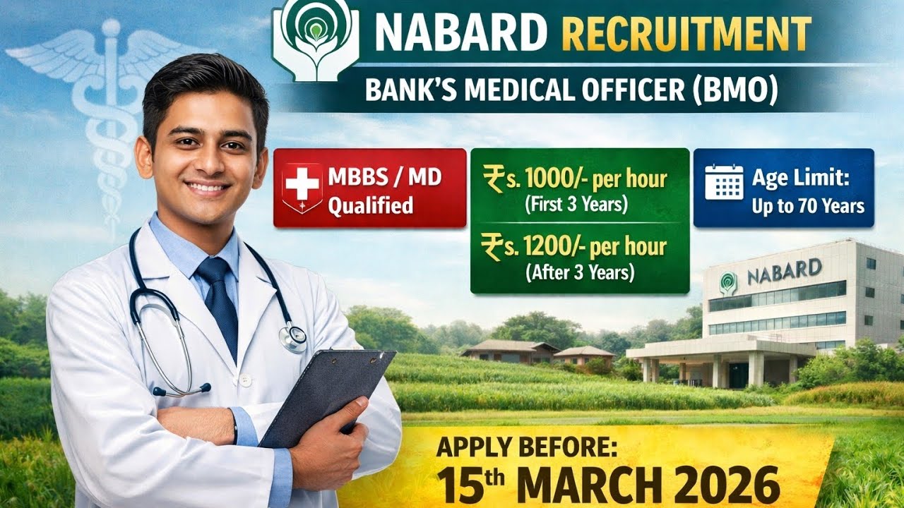 National Bank for Agriculture and Rural Development (NABARD)Bank's Medical Officer 2026 new job