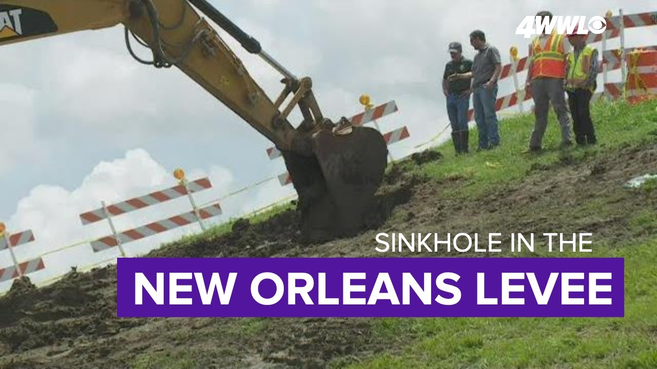 Crews filling large sinkhole in New Orleans levee