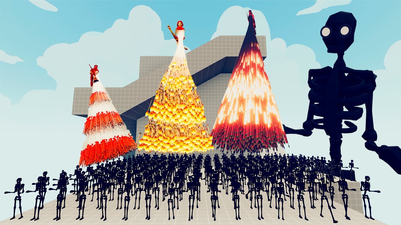 100x BLACK SKELETON + 1x GIANT vs 4x EVERY GOD   Totally Accurate Battle Simulator TABS