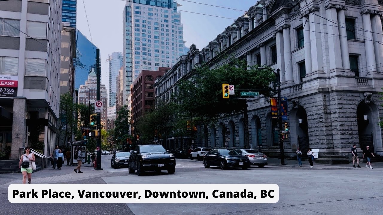 Walking from Granville Station to Park Place, Vancouver, Downtown, Canada, BC, asmr