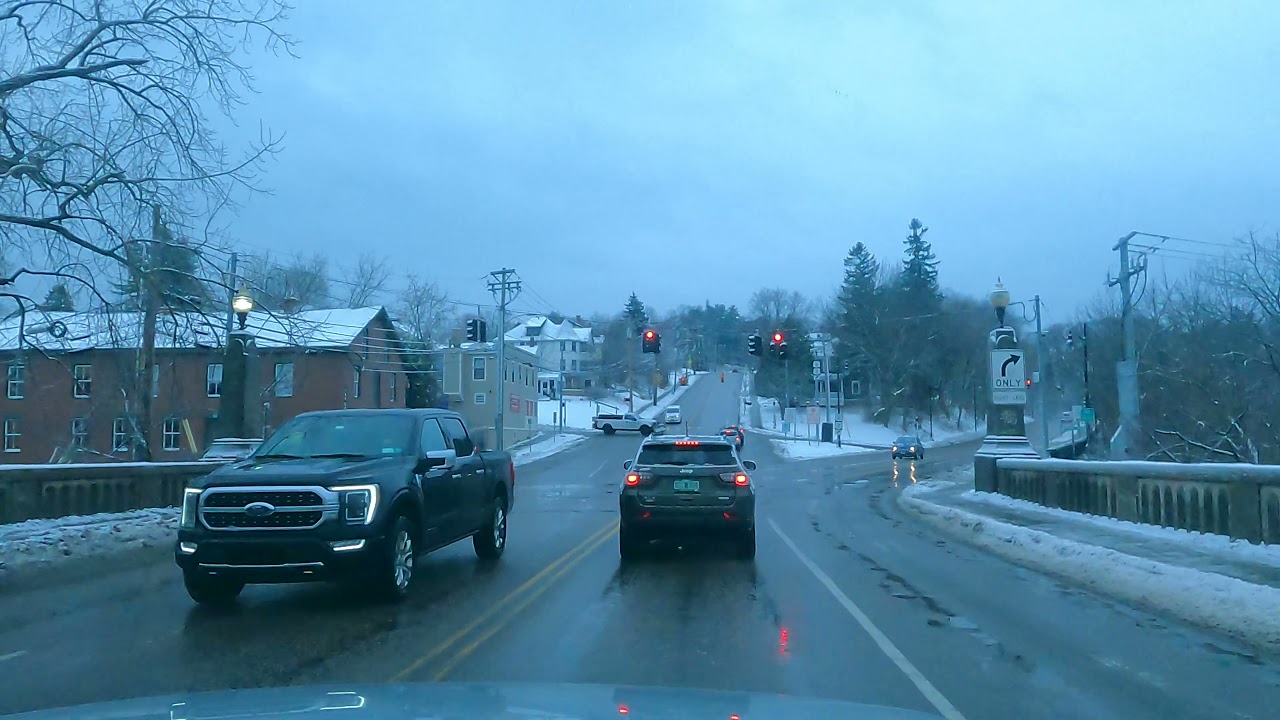Winter driving in Vermont (Colchester, Winooski, Hinesburg, RT116, S.Burlington) Passenger View.