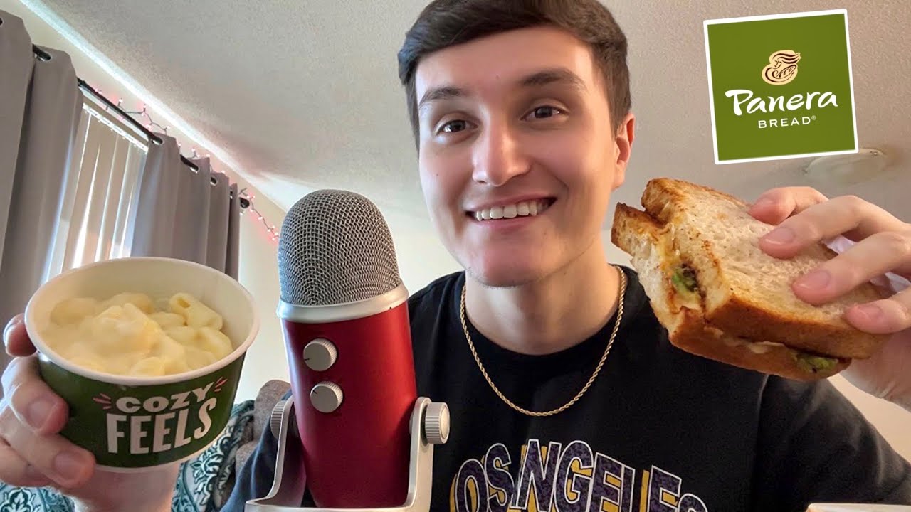 [ASMR] Panera Sandwich and Mac & Cheese Mukbang 🥪🥗 (eating sounds)