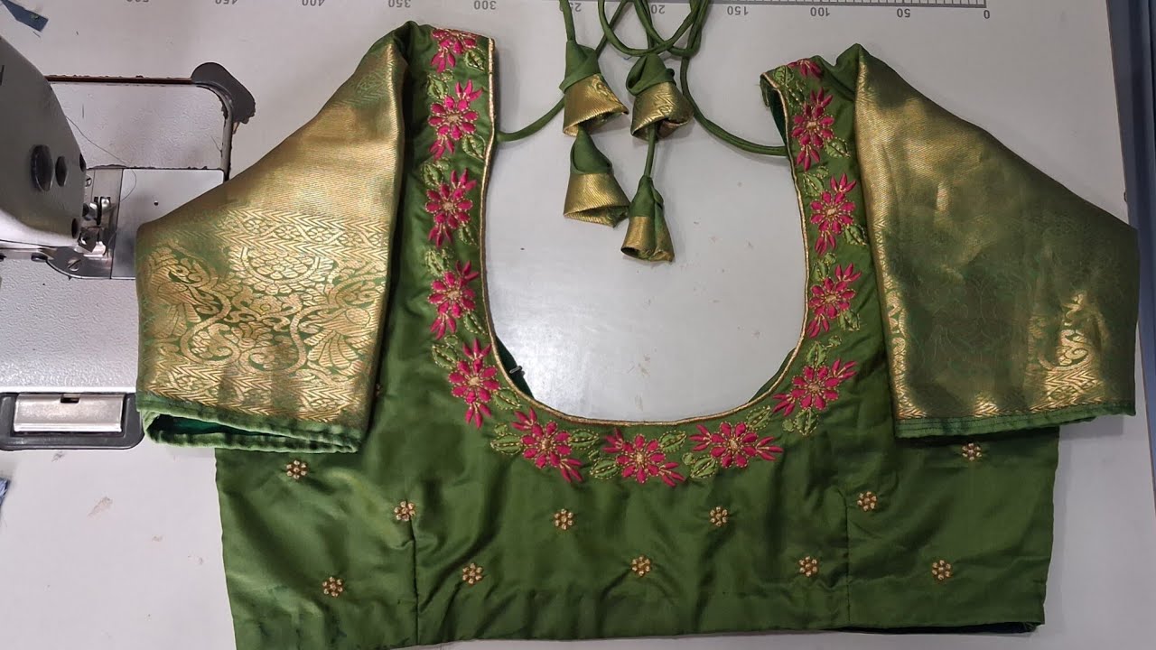 Embroidery work blouse cutting & stitching step by step explanation 
