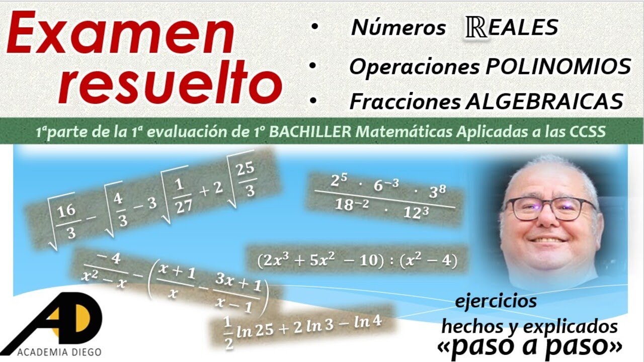 EXAMEN RESUELTO 1ªEVALUACIÓN Nº REALES, POLINOMIOS, F.ALGEBRAICAS #matematicas #bachillerato