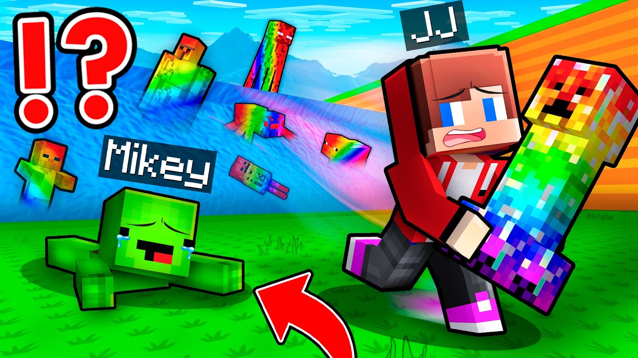 Джей-Джей и Майки спасаются от цунами ради RAINBOW MOBS — Maizen в Minecraft! (Мейзен)