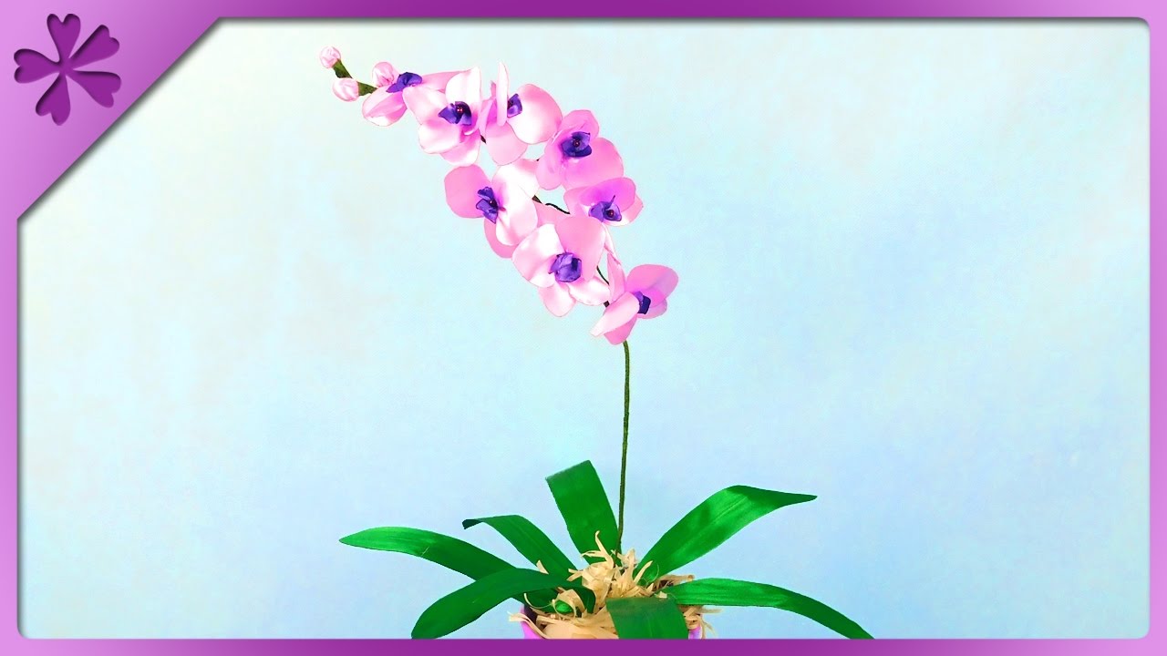 DIY Ribbon orchid (ENG Subtitles) - Speed up #354