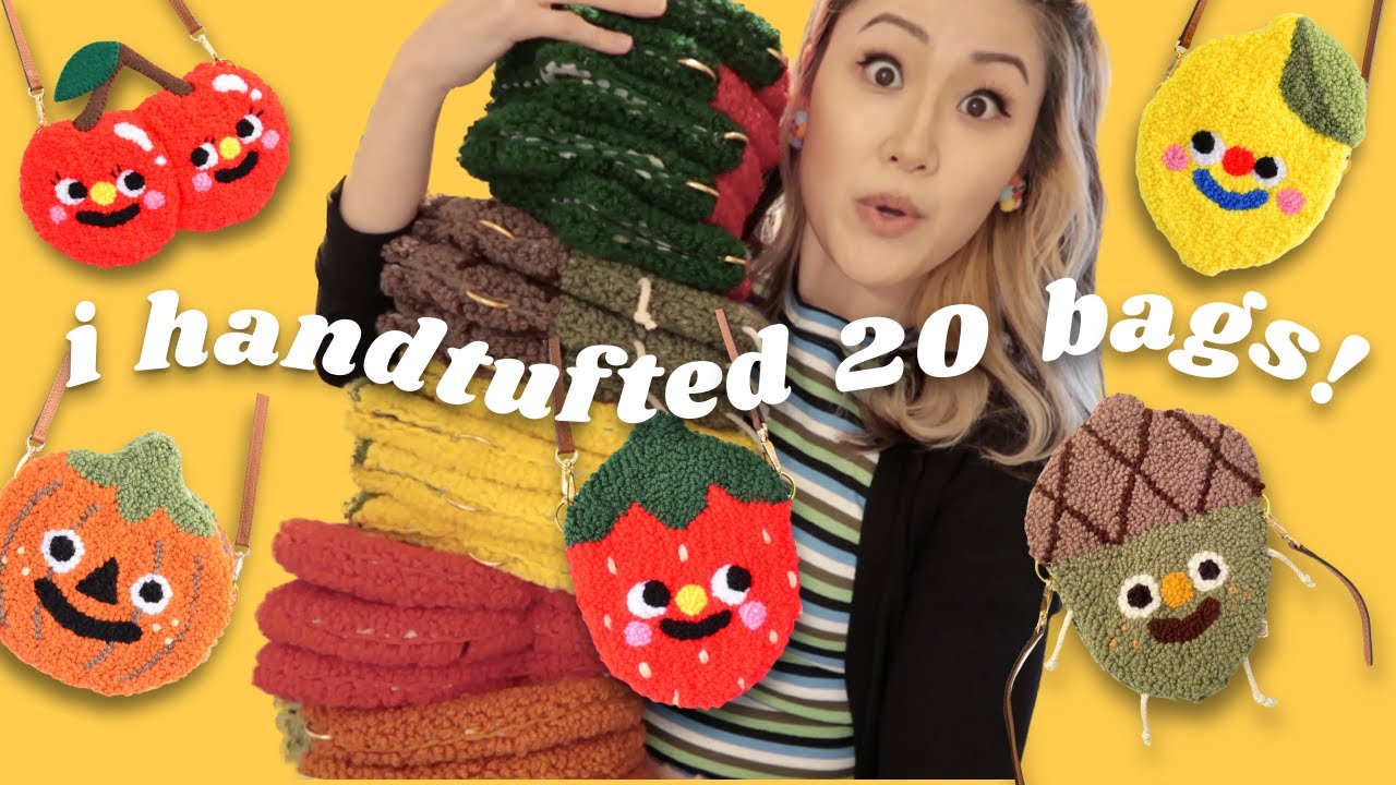 👜 i made 20 punchneedle bags | fiber art studio vlog ⋆｡°✩