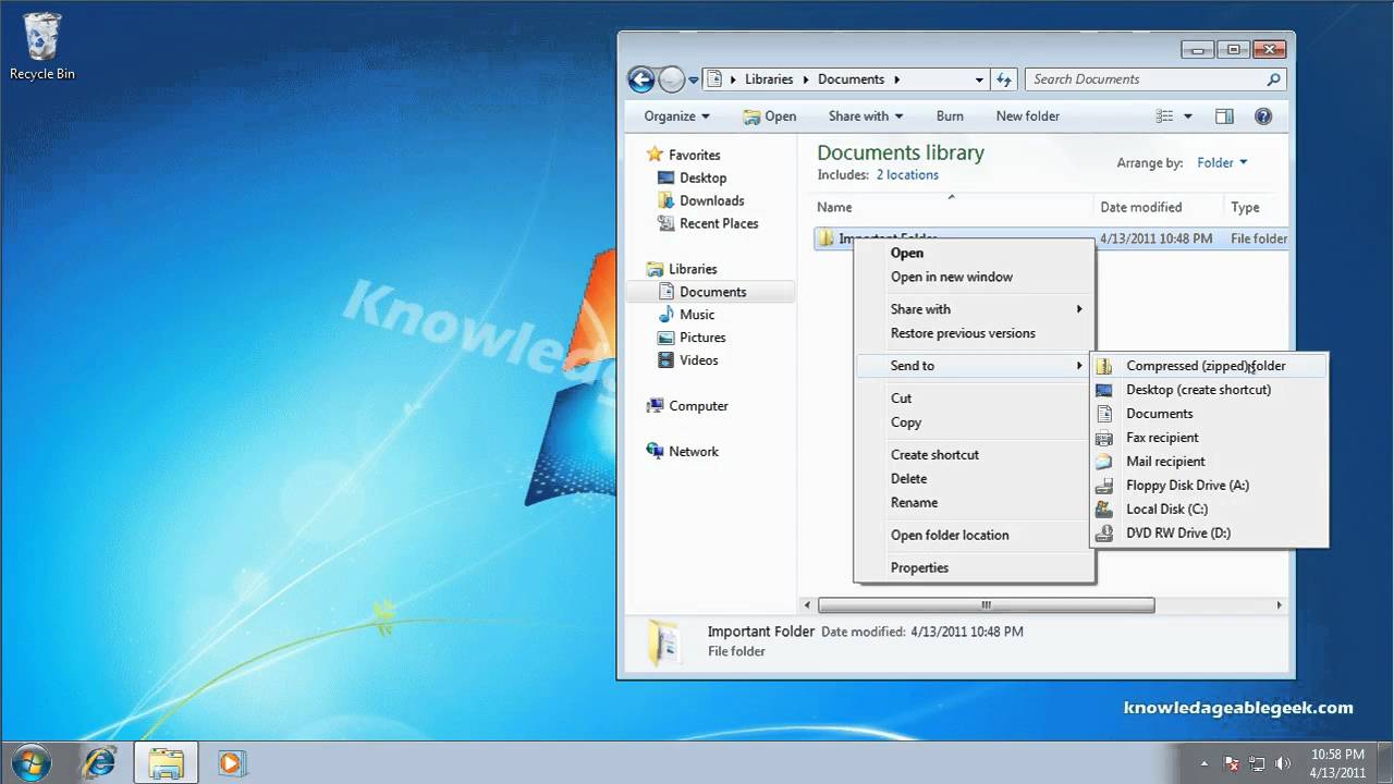 How to Zip a File or Folder in Windows 7