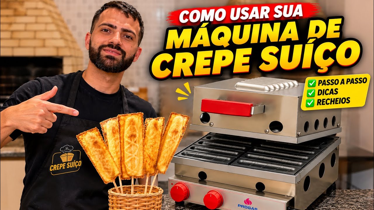 Como fazer Crepe Suíço usando uma máquina profissional. Passo a passo!
