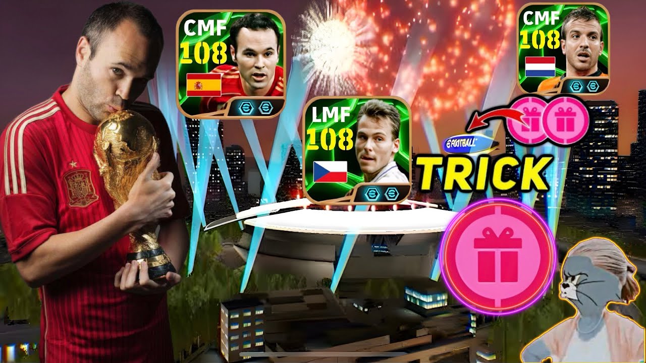 Trick To Get 108 Rated Epic Andrés Iniesta & Pavel Nedved & Van Der Vaart In eFootball 2025 Mobile