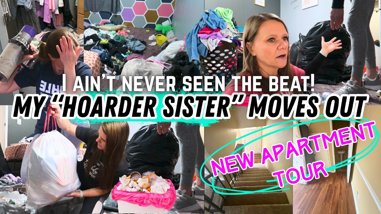 TRASHED TEEN HOARDER BEDROOM | MY SISTER IS MOVING OUT | NEW APARTMENT TOUR | HOARDER BEDROOM