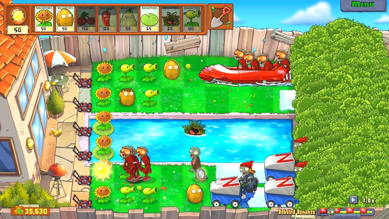 Plants vs Zombies Replanted - Bobsled Bonanza Mini-Game Walkthrough