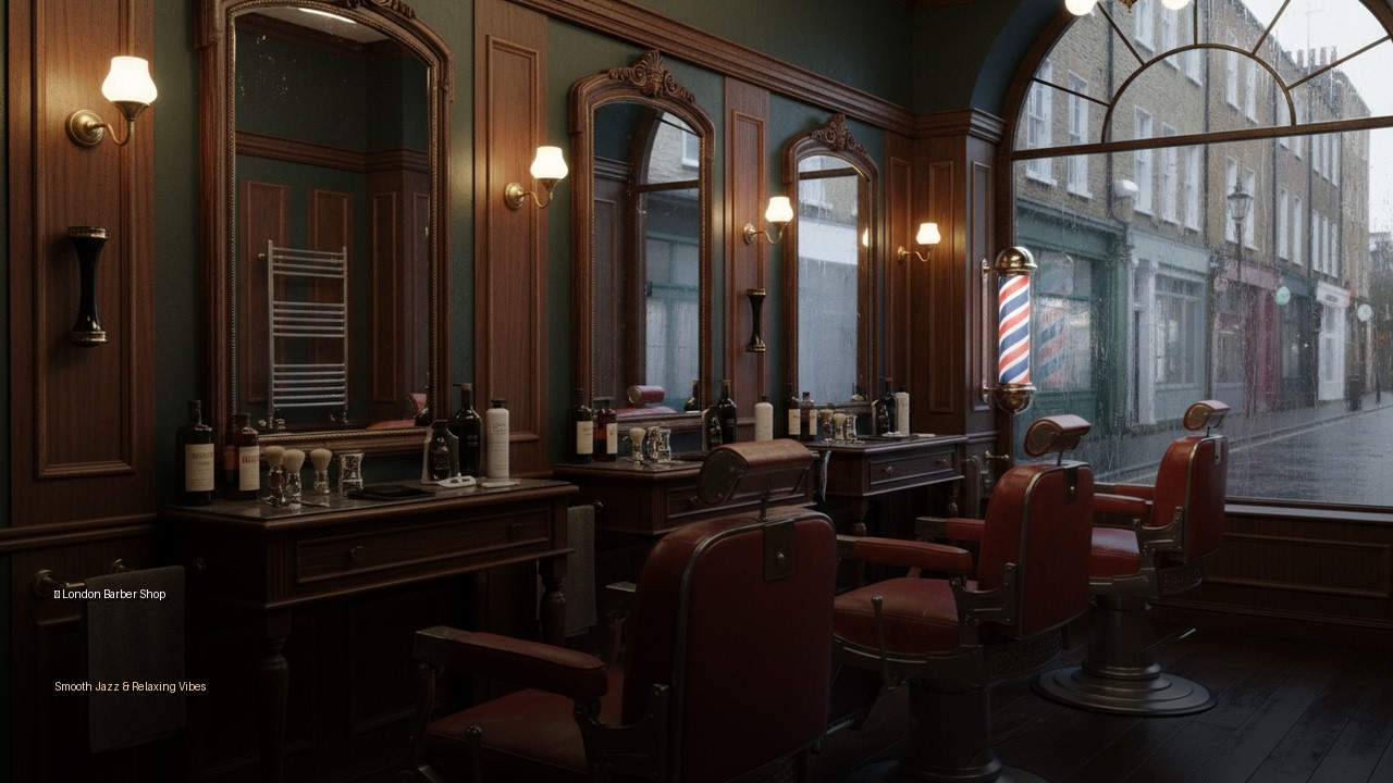 Relaxing Jazz in a London Barber Shop 💈 Smooth Jazz & Rainy Day Vibes for Study & Work