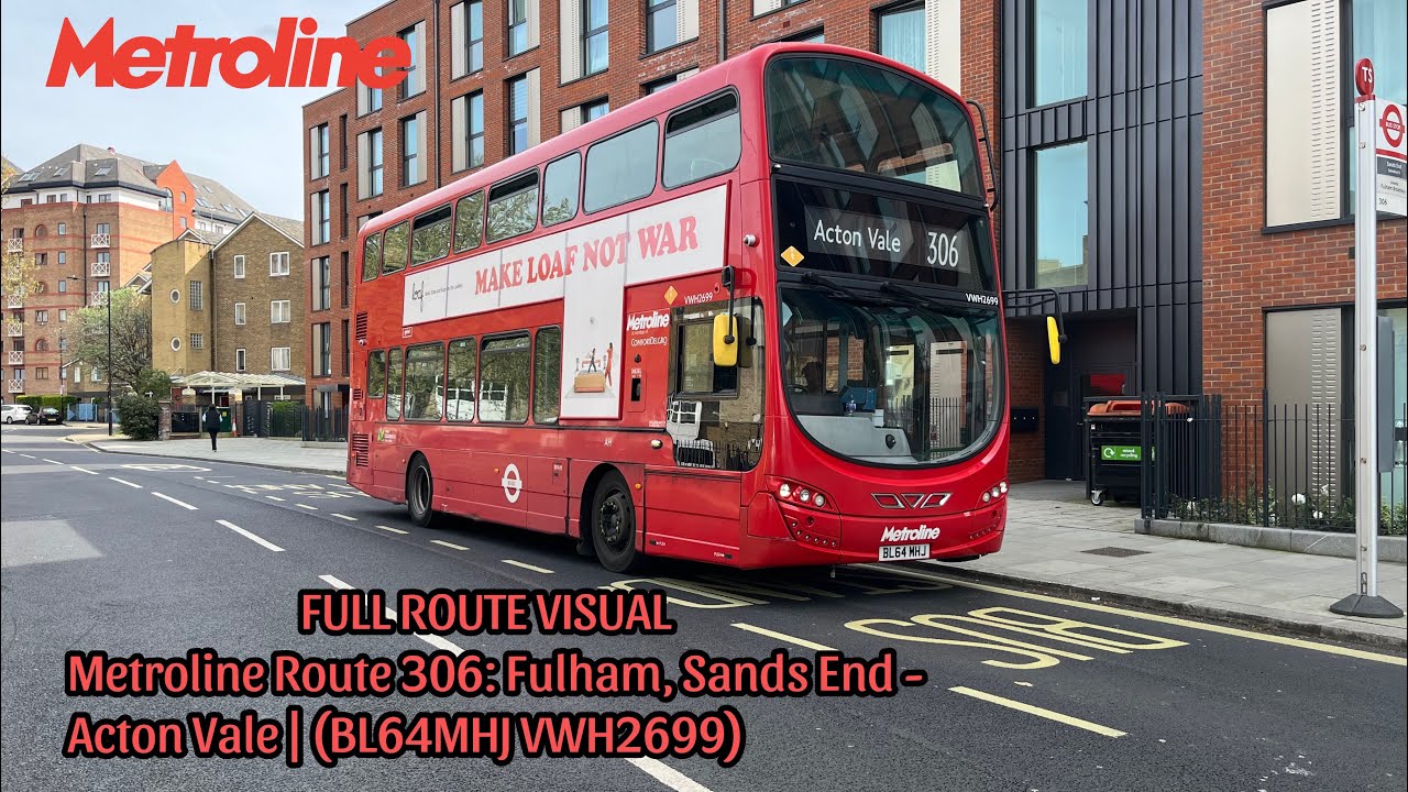 FULL ROUTE VISUAL | London Bus Route 306: Fulham, Sands End - Acton Vale (BL64MHJ VWH2699)