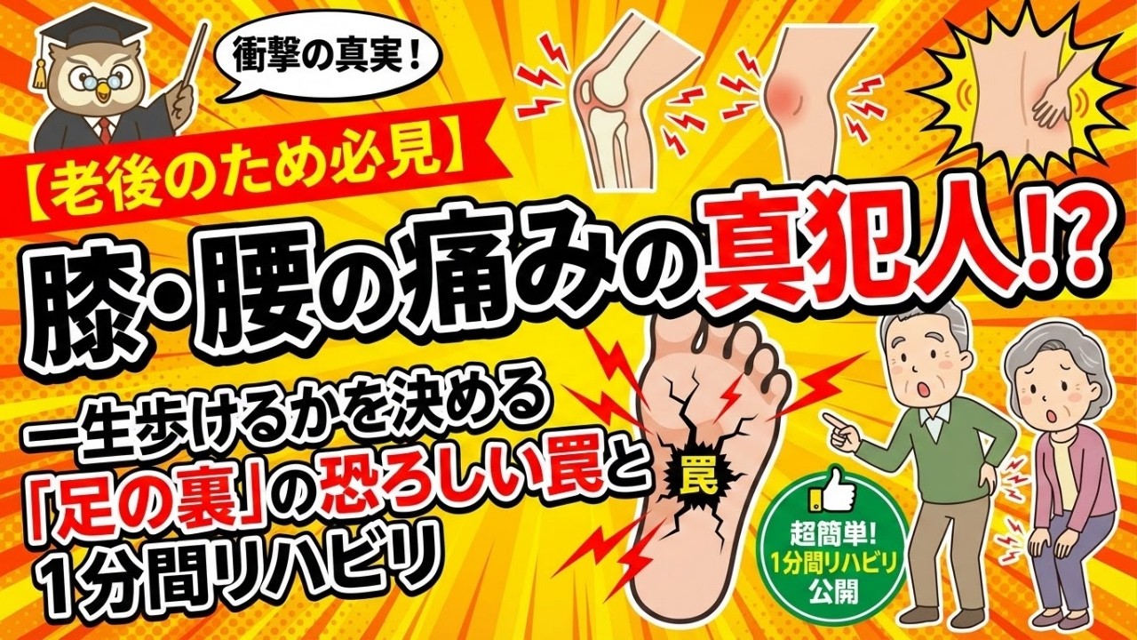 【老後のため必見】膝・腰の痛みの真犯人!? 一生歩けるかを決める「足の裏」の恐ろしい罠と1分間リハビリ