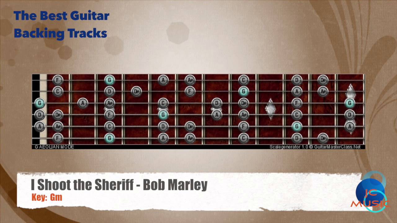 🎸 I Shot The Sheriff - Bob Marley Guitar Backing Track with scale map / Chart