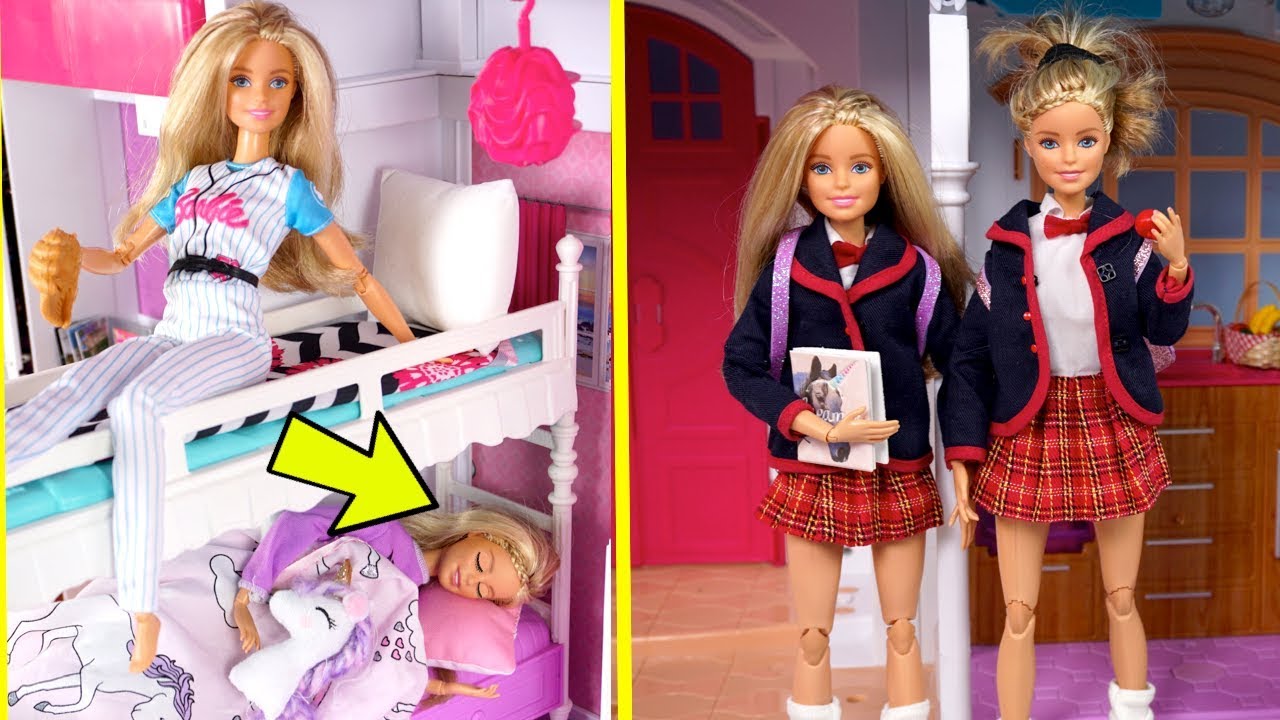 Gemelas Barbie Rutina de Mañana Escolar VS Rutina Fin de Semana