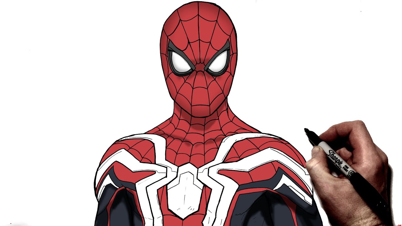 Как нарисовать интегрированный костюм Человека-паука | Шаг за шагом | Marvel
