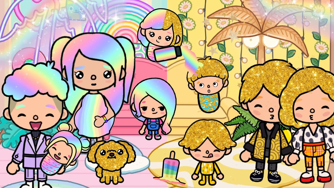 GOLD AND RAINBOW FAMILY🌈💛 COMPILATION /Toca sad stories😭/ Toca boca😉