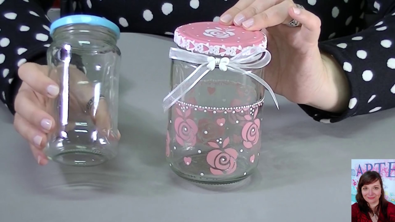Decorar frascos de vidrio reciclados - Fernanda Valiente [Tutorial en Español Subtitulado]