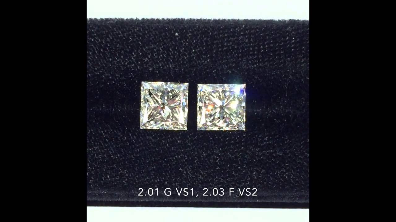 2 carat Princess cut Diamonds Comparison in Plain and Pave Settings