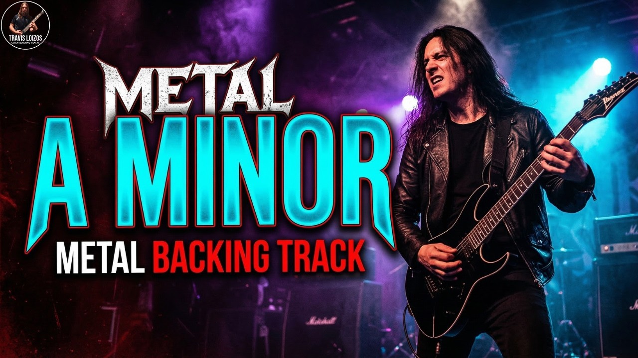 Metal backing track in A minor for guitar solo practice