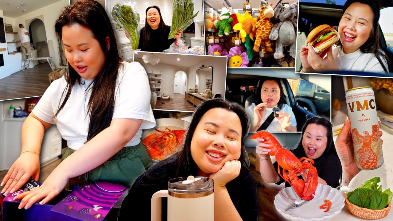 VLOG: getting a shocking surprise 😳 house sneak peek, asian grocery haul, cooking a lobster, drinks!