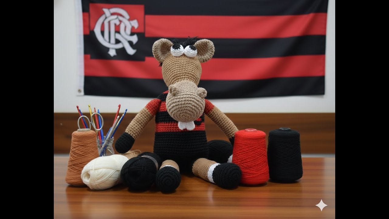 Reedição Cavalinho do ❤️🖤Flamengo🖤❤️ Amigurumi parte 1 de 2 ( patas e tronco )
