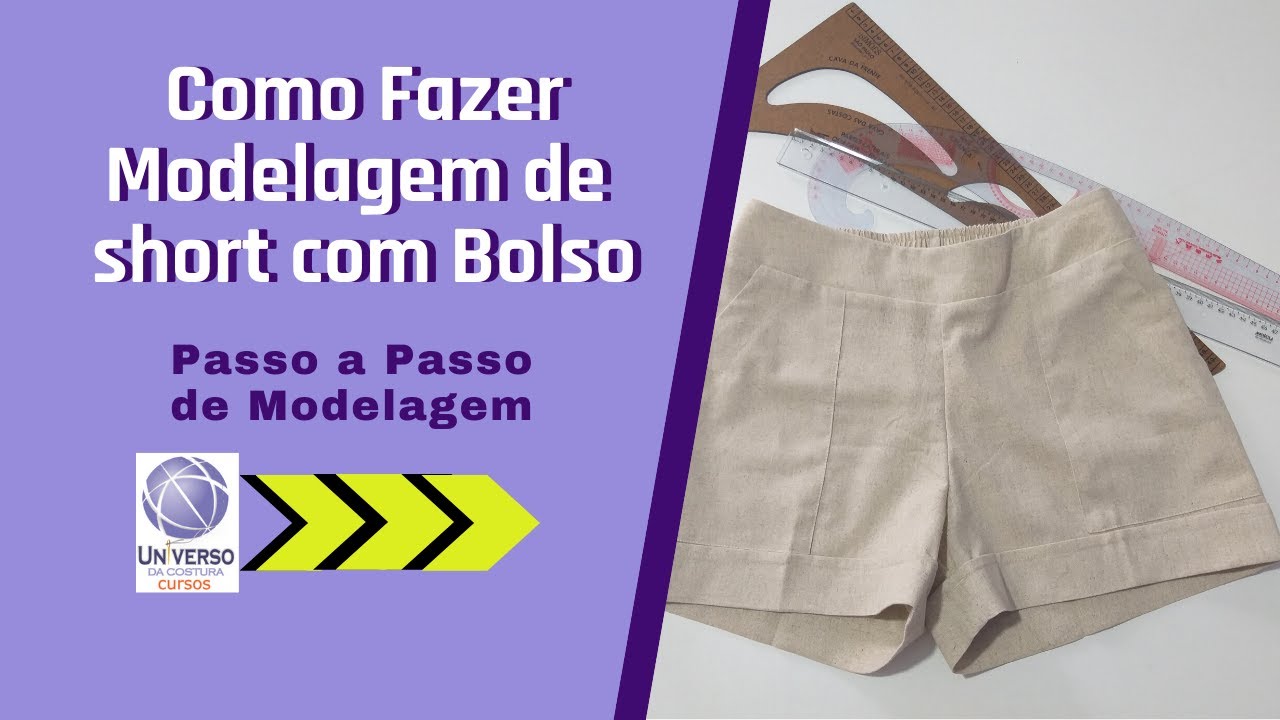 Como Fazer Modelagem de Short com Bolso Faca - Parte 1.