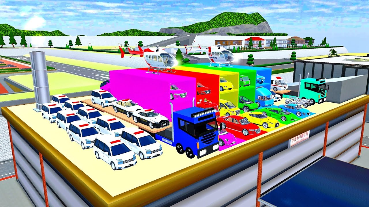 ALL CARS COLLECT - Police car 🚓, Rainbow Cars 🌈, Ambulance 🚑 & Motor Bike - Sakura 🥶🥳🤩