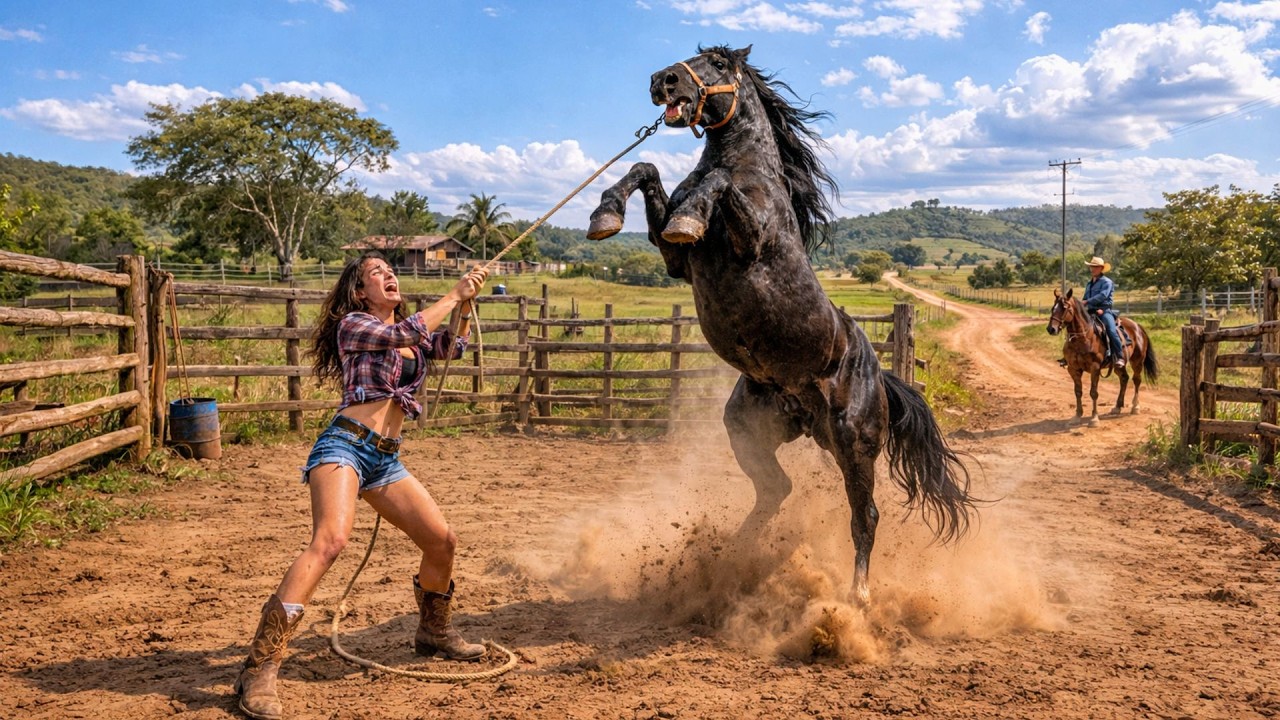 Fazendeiro viúvo encontra jovem no curral DESESPERADA tentando domar seu CAVALO…ate que...