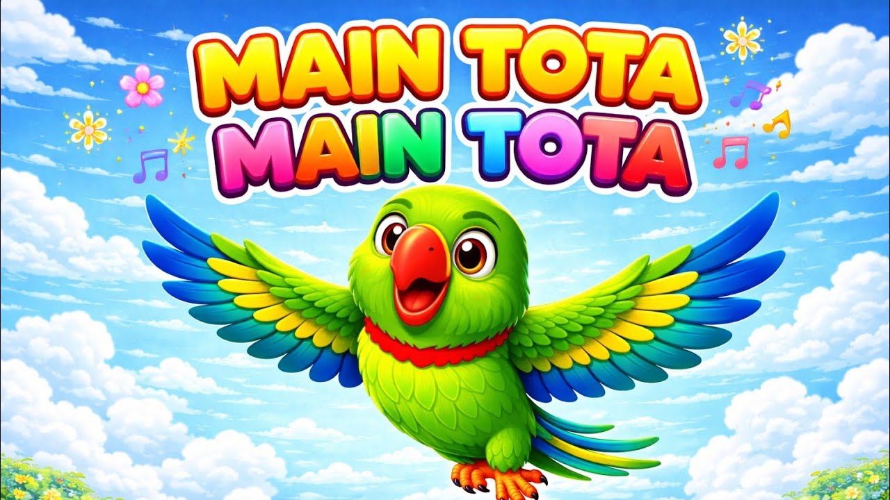 Main Tota Main Tota 🦜 | Hindi Kids Rhyme nursery rhyme hindi, tota rhyme #maintota