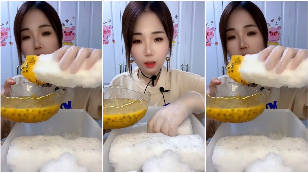 ASMR ICE EATING with PASSION FRUIT | RELAX VIDEO