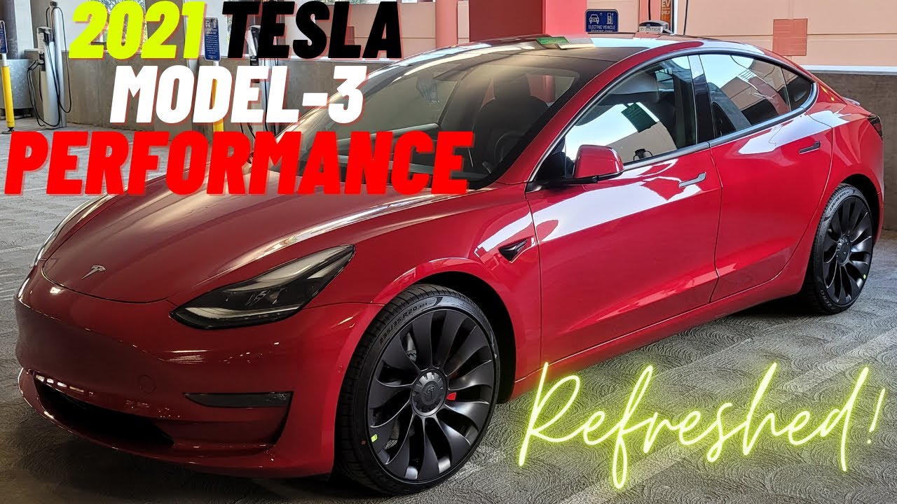 2021 Refreshed Tesla Model-3 Performance in Red Multi-Coat