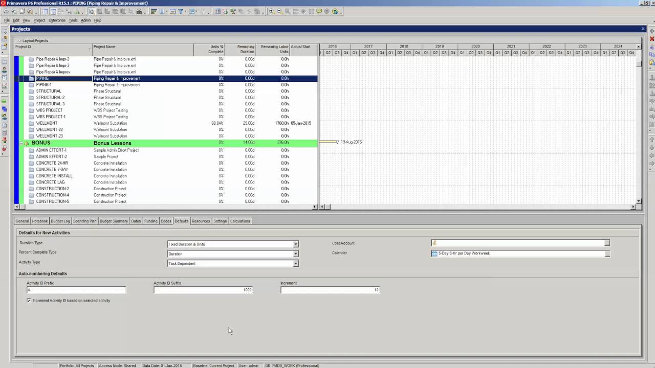 Creating a WBS In Primavera P6 Professional